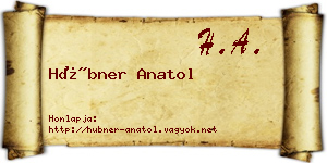 Hübner Anatol névjegykártya